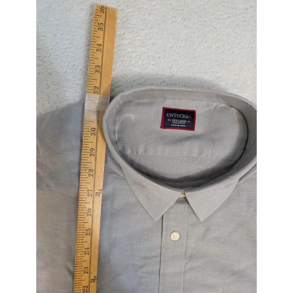 NEW! UNTUCKit Mens‎ Bual Short Sleeve Button Up Shirt 3XL Regular Gray Cotton.